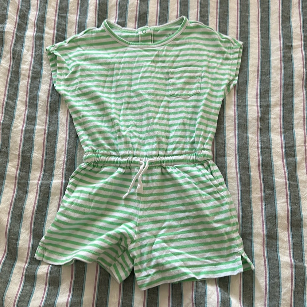 Primary Romper Shorts | Green and white stripe | 3T 💚🤍💚